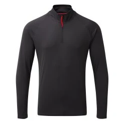 Gill Mens UV Tec Zip Neck Long Sleeve Tee - Charcoal
