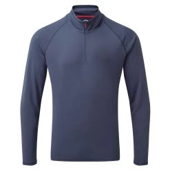 Gill Mens UV Tec Zip Neck Long Sleeve Tee - Ocean